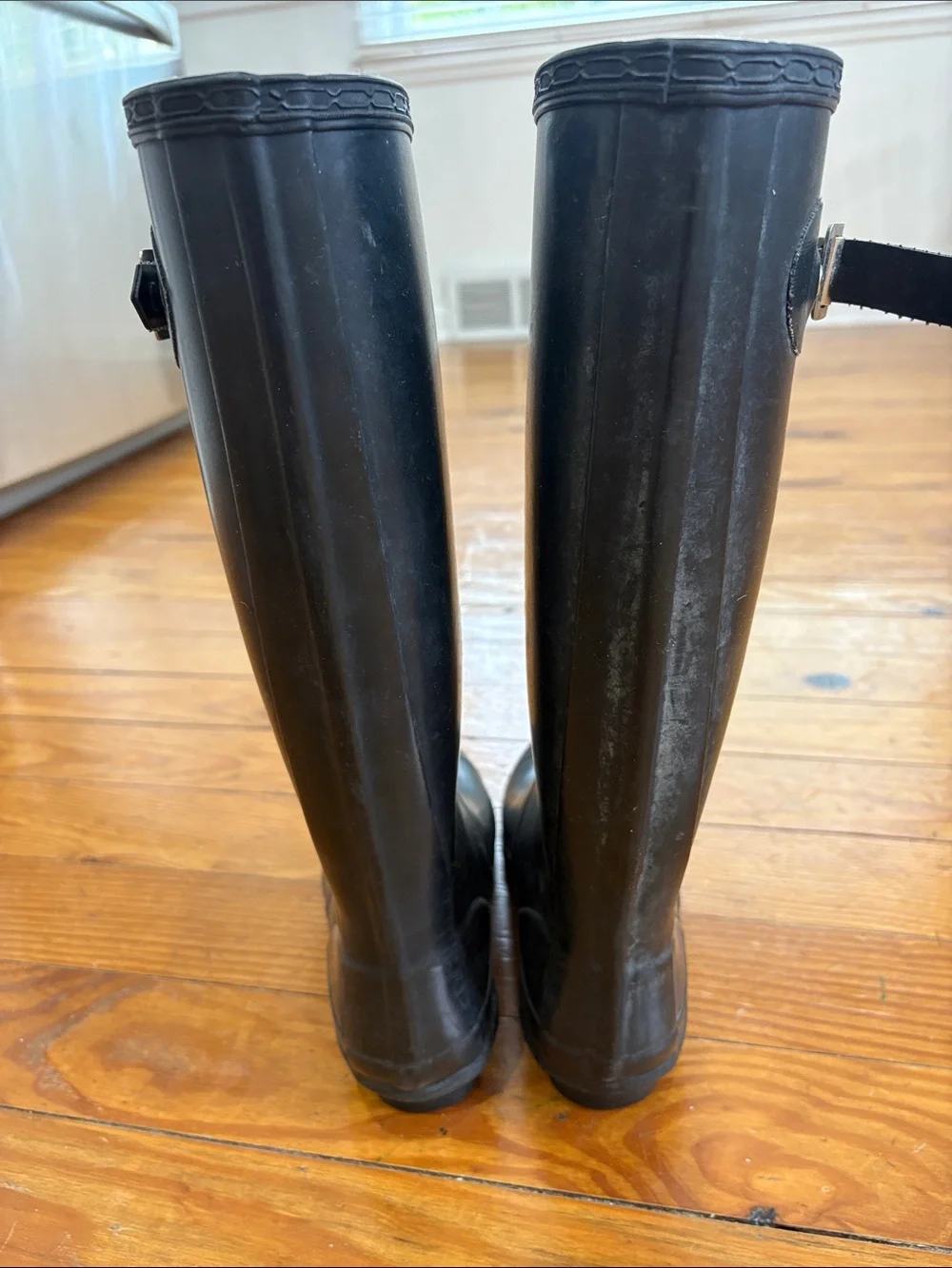 Hunter Black Tall Rubber Rain Boots with Signature Logo
